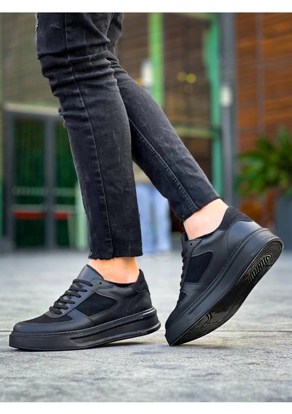 Kb-X8 Kuback Siyah Cilt Siyah Süet Detaylı Siyah Yüksek Taban Günlük Spor Ayakkabı fırsatları
