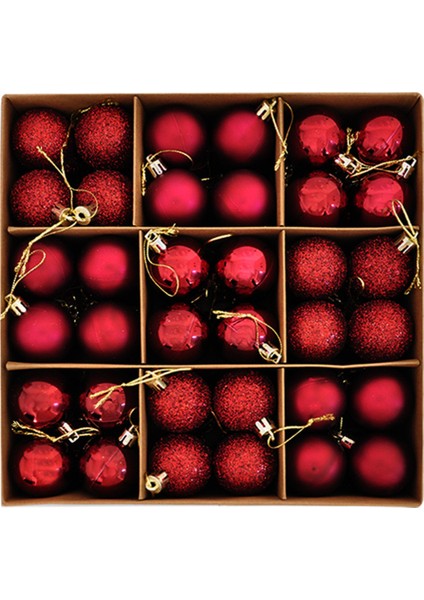 Yılbaşı Ağaç Süsleme Seti 72 Parça -Bordo-