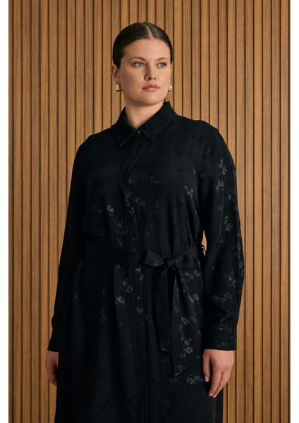 Çiçek Jakar Desenli Bağcıklı Viscon Elbise modelleri