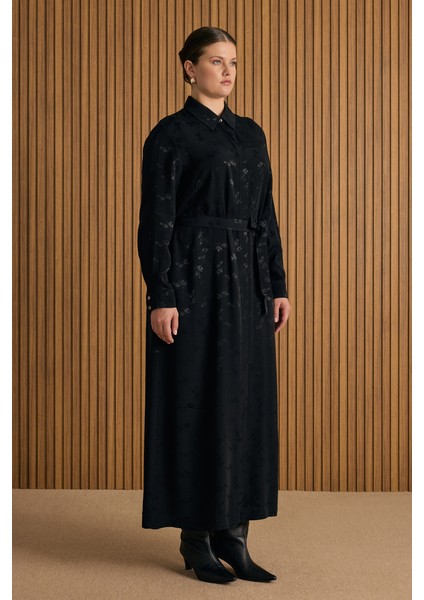 Çiçek Jakar Desenli Bağcıklı Viscon Elbise fırsatları