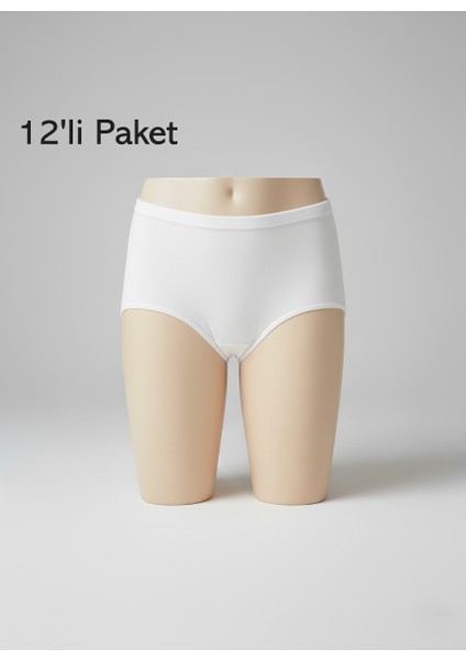 Kadın Külot Pamuklu Cotton 12'li Paket Normal ve Battal Büyük Beden - Yıldız