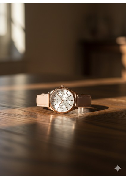 Kadın Kol Saati Altın Renk, Gümüş Kadran - Şık Deri Kordon, 2 Yıl Garantili fiyatları