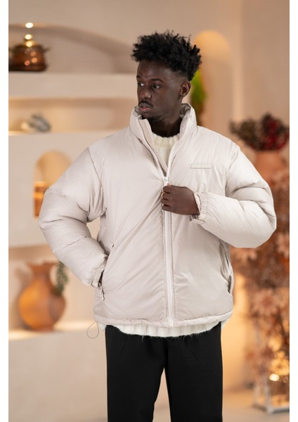 Oversize (Bol Kesim) Dik Yaka Fermuar Kapamalı Şişme Mont fiyatları