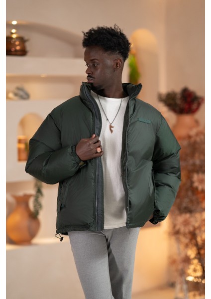 Oversize (Bol Kesim) Dik Yaka Fermuar Kapamalı Şişme Mont fiyatları