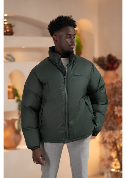 Oversize (Bol Kesim) Dik Yaka Fermuar Kapamalı Şişme Mont modelleri