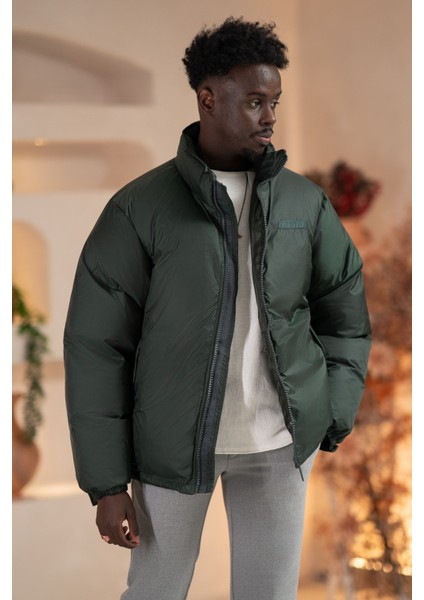 Oversize (Bol Kesim) Dik Yaka Fermuar Kapamalı Şişme Mont fırsatları