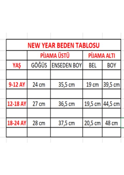 Yılbaşı Noel Desenli New Year Yazılı Bebek-Çocuk Pijama Takımı Unisex 9-24 Ay fiyatları