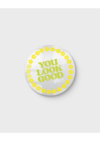 Mood Ayna Look Good - Tasarım Ayna, Pinterest Dekoru, Dekoratif Baskılı Ayna, Yazılı Ayna