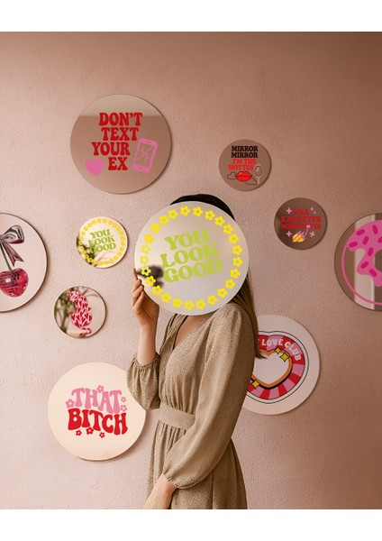 Mood Ayna Look Good - Tasarım Ayna, Pinterest Dekoru, Dekoratif Baskılı Ayna, Yazılı Ayna fiyatları