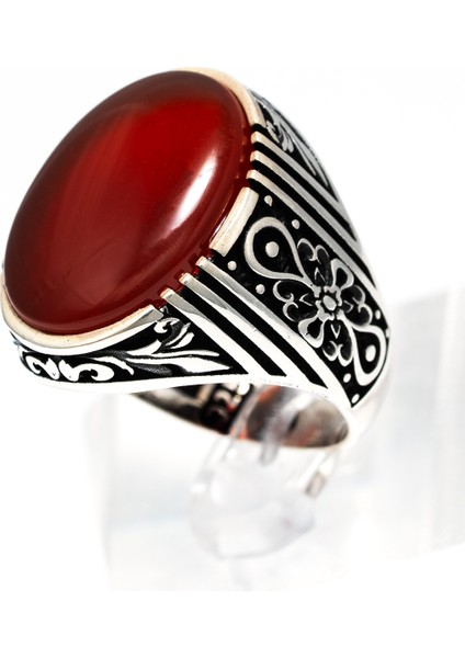 Kırmızı Akik Taşlı 925 Ayar Gümüş Erkek Yüzük – Zarif ve Asil Görünüm modelleri