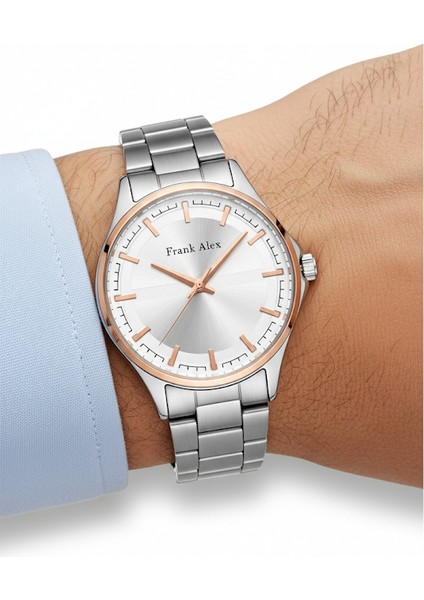 Erkek Kol Saati Altın ve Gümüş Renk, Gümüş Kadran - Şık Metal Kordon, 2 Yıl Garantili modelleri