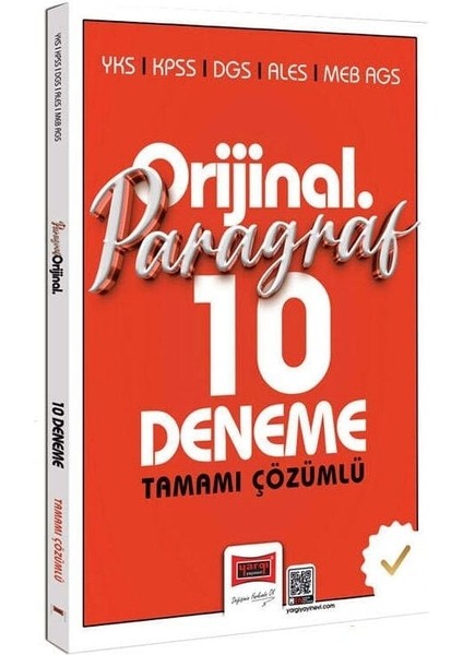 Yargı 2026 Kpss Meb-Ags Ales Dgs Yks Paragraf Orijinal 10 Deneme Çözümlü Yargı Yayınları