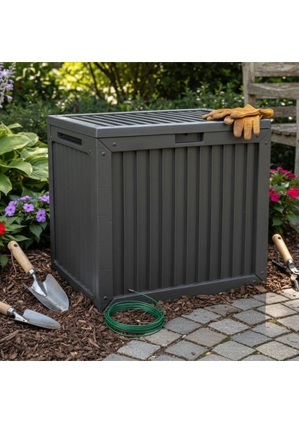 Çok Amaçlı Sökülebilir Kapaklı Kilitlenebilir Bahçe Balkon Kamp Sandığı Depolama Sandığı 130 Lt
