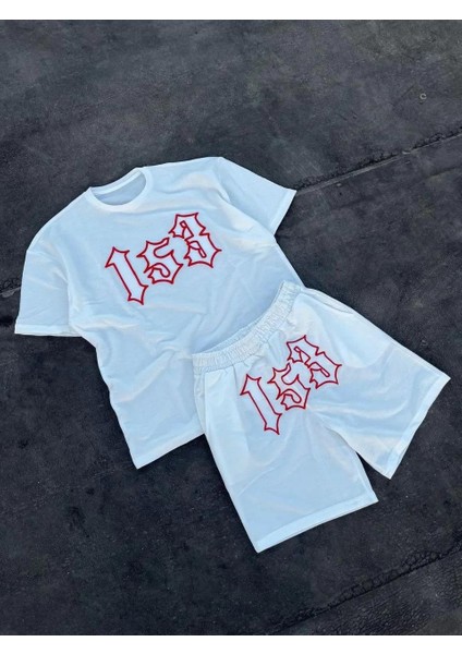 Erkek Nakış Işlemeli Şortlu Takım - Beyaz fiyatları