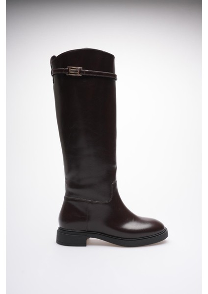 Kadın Deri Çekme Çizme Gold Tokalı Kahve Narella fiyatları