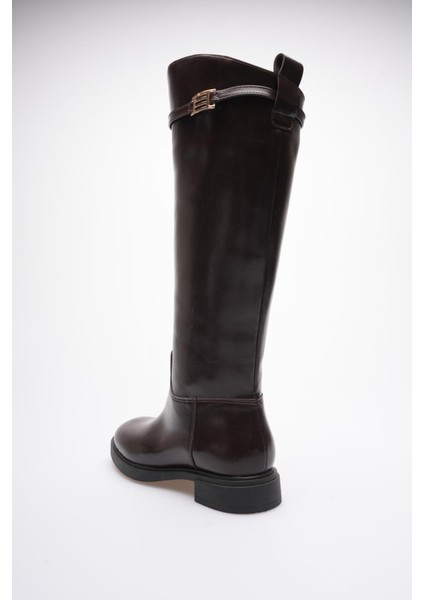 Kadın Deri Çekme Çizme Gold Tokalı Kahve Narella fırsatları