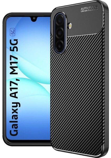 Samsung Galaxy A17 Uyumlu Kılıf Karbon Tasarım Kamera Korumalı Silikon Telefon Kılıfı Kapak