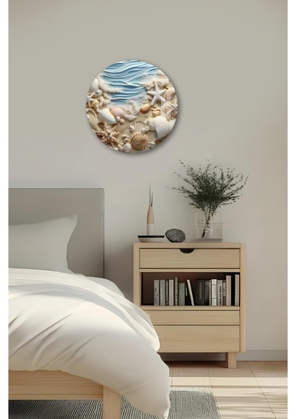 3D Görünümlü Temperli Cam Tablo – Deniz ve Deniz Kabuğu Temalı Duvar Süsü Uv Baskı 33X33 CM-CDS123 modelleri