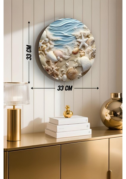 3D Görünümlü Temperli Cam Tablo – Deniz ve Deniz Kabuğu Temalı Duvar Süsü Uv Baskı 33X33 CM-CDS123 fırsatları