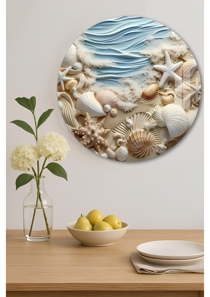 3D Görünümlü Temperli Cam Tablo – Deniz ve Deniz Kabuğu Temalı Duvar Süsü Uv Baskı 33X33 CM-CDS123 indirimleri