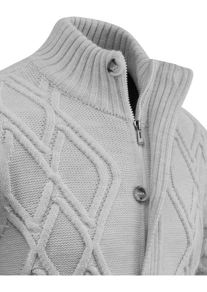 Erkek Kalın Örgü Triko Hırka Düğmeli ve Fermuarlı Cepli Klasik Kalıp - 5248M modelleri