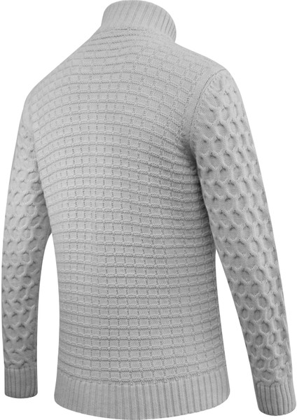 Erkek Kalın Örgü Triko Hırka Düğmeli ve Fermuarlı Cepli Klasik Kalıp - 5248M fırsatları