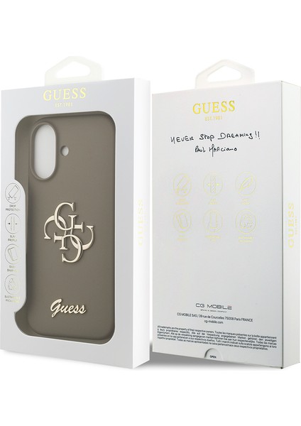 iPhone 17 Uyumlu Kılıf Guess Orjinal Lisanslı Grained Yazı Logolu Kapak Kahverengi