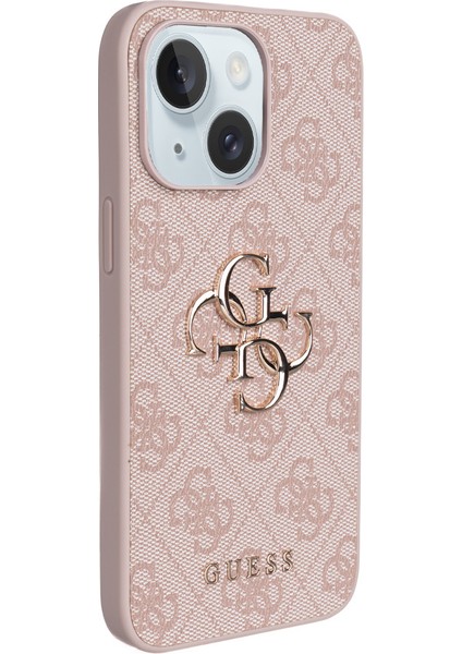 iPhone 15 Plus Uyumlu Kılıf Guess Lisanslı Pu 4g Büyük Metal Logolu Çapraz Vücut Askılı Kapak Pembe fiyatları