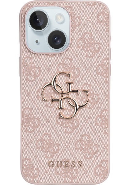 iPhone 15 Plus Uyumlu Kılıf Guess Lisanslı Pu 4g Büyük Metal Logolu Çapraz Vücut Askılı Kapak Pembe modelleri