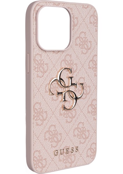 iPhone 15 Plus Uyumlu Kılıf Guess Lisanslı Pu 4g Büyük Metal Logolu Çapraz Vücut Askılı Kapak Pembe