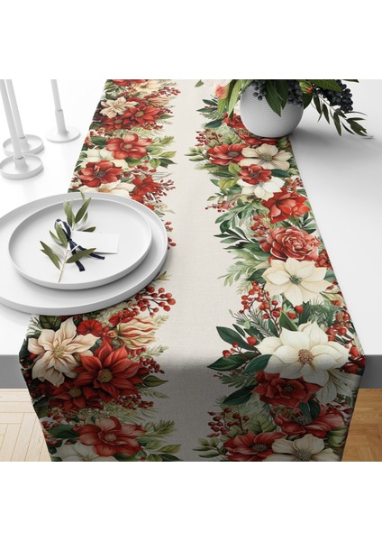 Dijital Baskılı Runner - Yılbaşı / Christmas Desenli - 140X40 cm