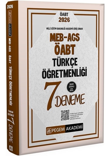 Pegem 2026 Öabt Meb-Ags Türkçe Öğretmenliği 7 Deneme Çözümlü Pegem Akademi Yayınları