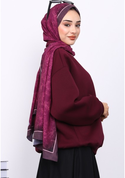 Mürdüm Yaka Fermuarlı Üç İplik Şardonlu Sweat fırsatları