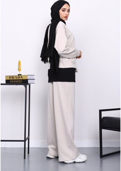 Taş Bisiklet Yaka Gül Detaylı Tunik Pantolonlu Modal Takım fırsatları