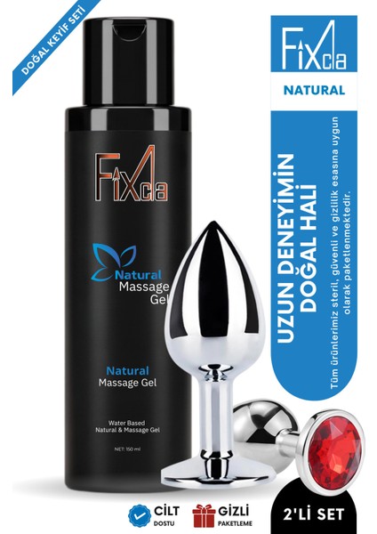 150 ml Natural Kayganlaştırıcı Jel + Metal Yapay Anal Plug – Doğal Keyif 2’li Set