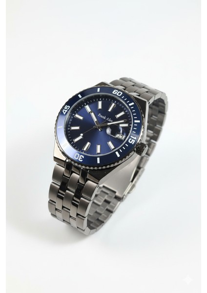 Erkek Kol Saati Mavi ve Gümüş Renk, Mavi Kadran - Şık Metal Kordon, 2 Yıl Garantili