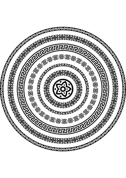 Yuvarlak Geometrik Siyah Desenli Duck Kumaş Masa Örtüsü 150X150 cm fırsatları