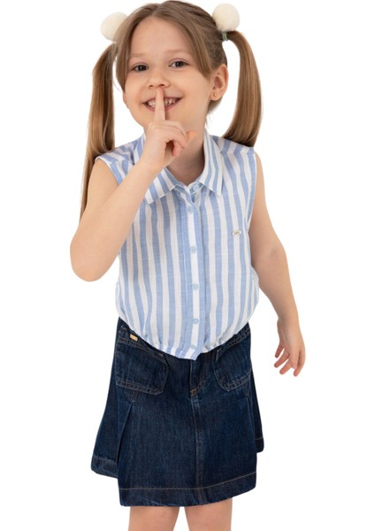 Kız Çocuk Çizgili Kolsuz Gömlek 2190808