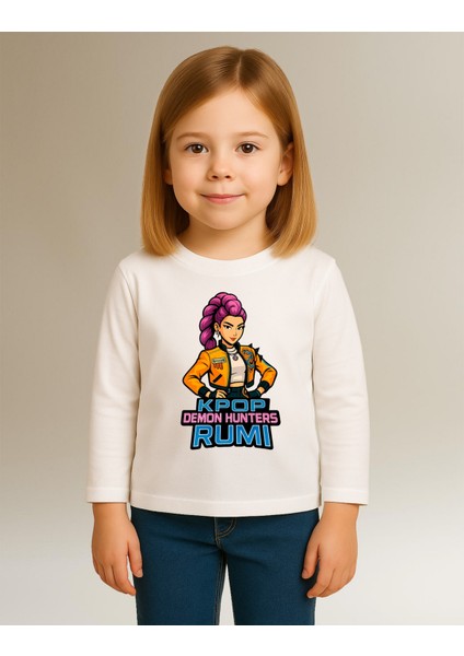 Kpop Demon Hunters Huntrix Rumi Uzun Kollu Baskılı Kız Çocuk Tişört (4-13 Yaş) modelleri