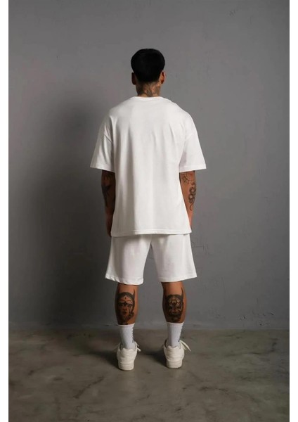 Erkek alev Baskılı Ikili Şortlu Takım - Beyaz fiyatları