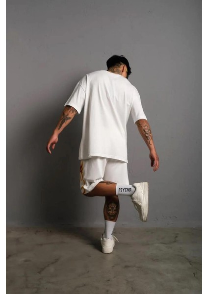 Erkek alev Baskılı Ikili Şortlu Takım - Beyaz indirimleri