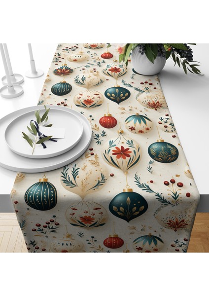 Dijital Baskılı Runner - Yılbaşı / Christmas Desenli - 140X40 cm