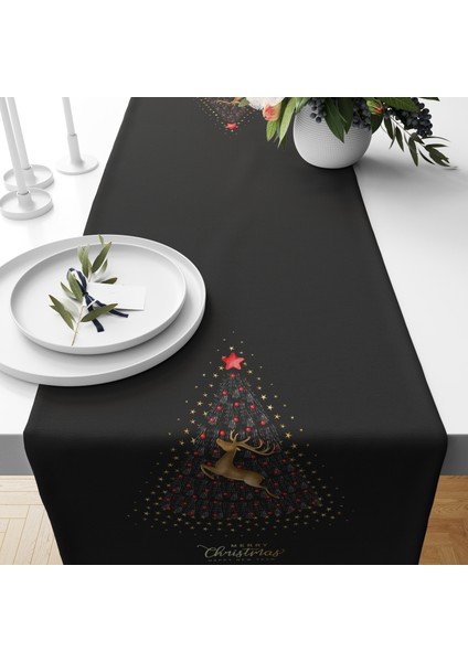Dijital Baskılı Runner - Yılbaşı / Christmas Desenli - 140X40 cm