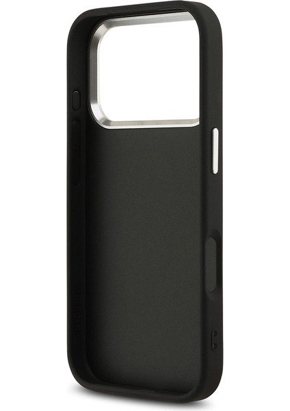 iPhone 17 Pro Kılıf Guess Lisanslı Gümüş Kamera Çerçeveli 4g Desenli Büyük 4g ve Yazı Logolu Siyah