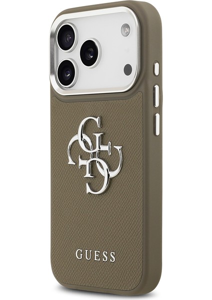 iPhone 17 Pro Uyumlu Kılıf Guess Orjinal Lisanslı Grained 4g Metal Büyük Logolu Kapak Kahverengi fiyatları