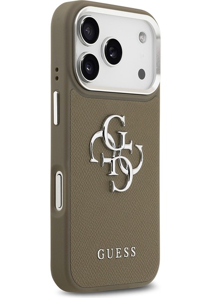 iPhone 17 Pro Uyumlu Kılıf Guess Orjinal Lisanslı Grained 4g Metal Büyük Logolu Kapak Kahverengi fırsatları
