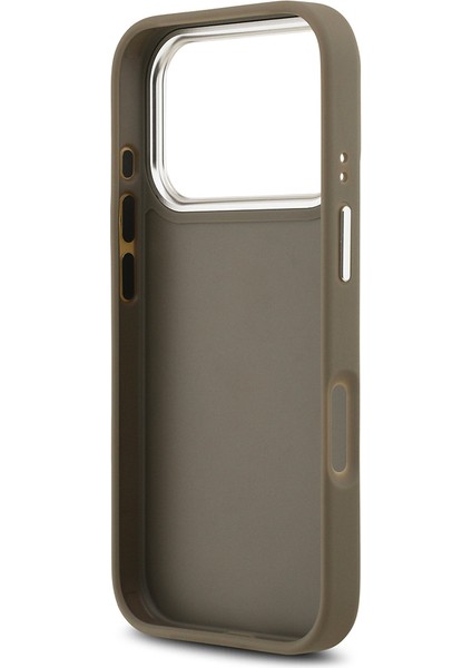 iPhone 17 Pro Uyumlu Kılıf Guess Orjinal Lisanslı Grained 4g Metal Büyük Logolu Kapak Kahverengi