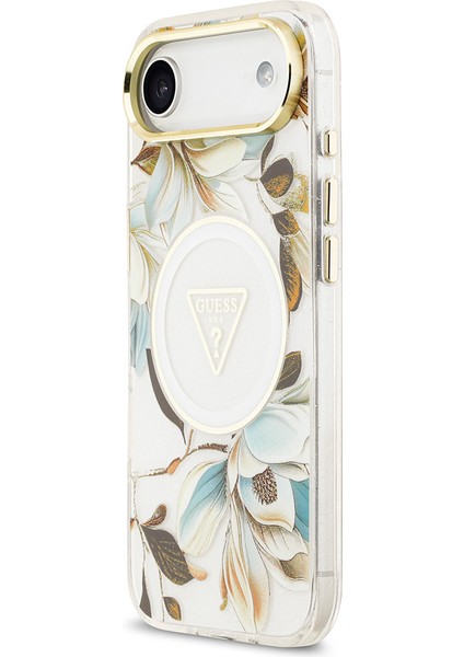 iPhone 17 Air Kılıf Guess Lisanslı M-Safeli Simli Çiçek Desenli Metal Kamera Çerçeveli Kapak Beyaz fiyatları