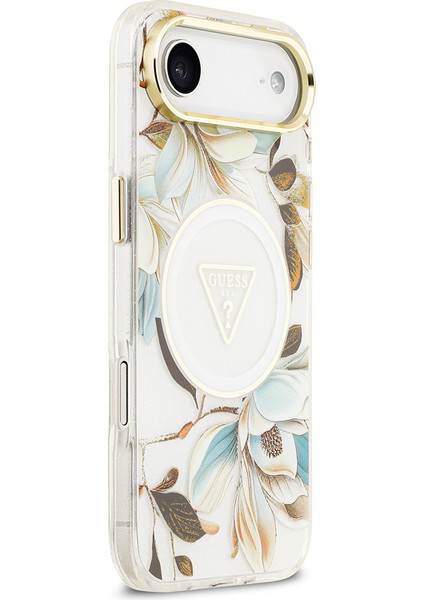 iPhone 17 Air Kılıf Guess Lisanslı M-Safeli Simli Çiçek Desenli Metal Kamera Çerçeveli Kapak Beyaz fırsatları