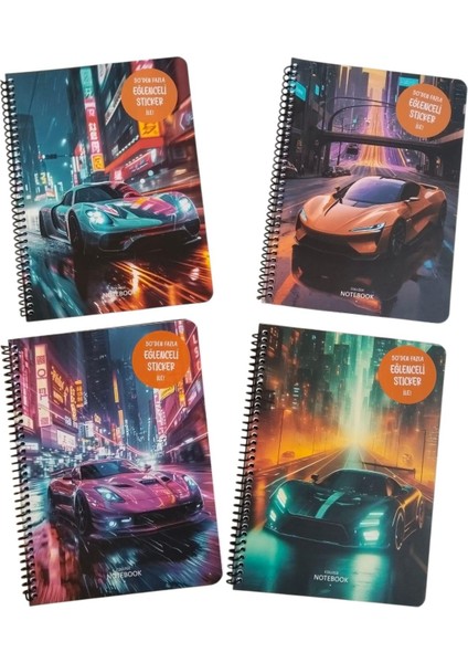 Keskin 80 Yaprak Kareli Spiralli Karton Kapak Arabalar